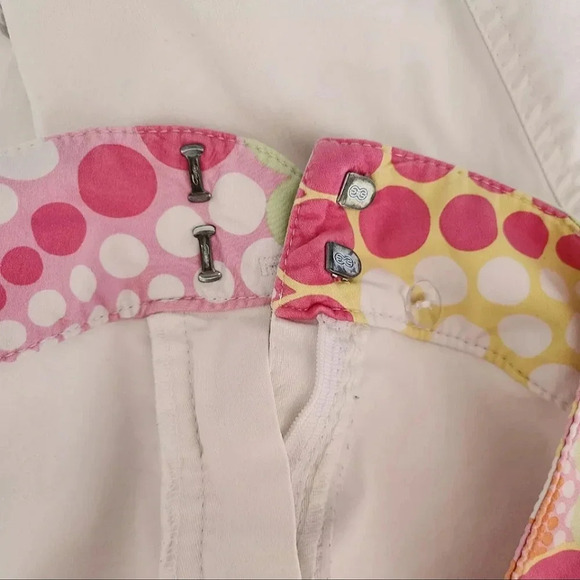 Escada Funky 90s Vintage White Polkadot Bootcut Jeans Y2K Womens Cotton Pants 44 - Picture 13 of 16